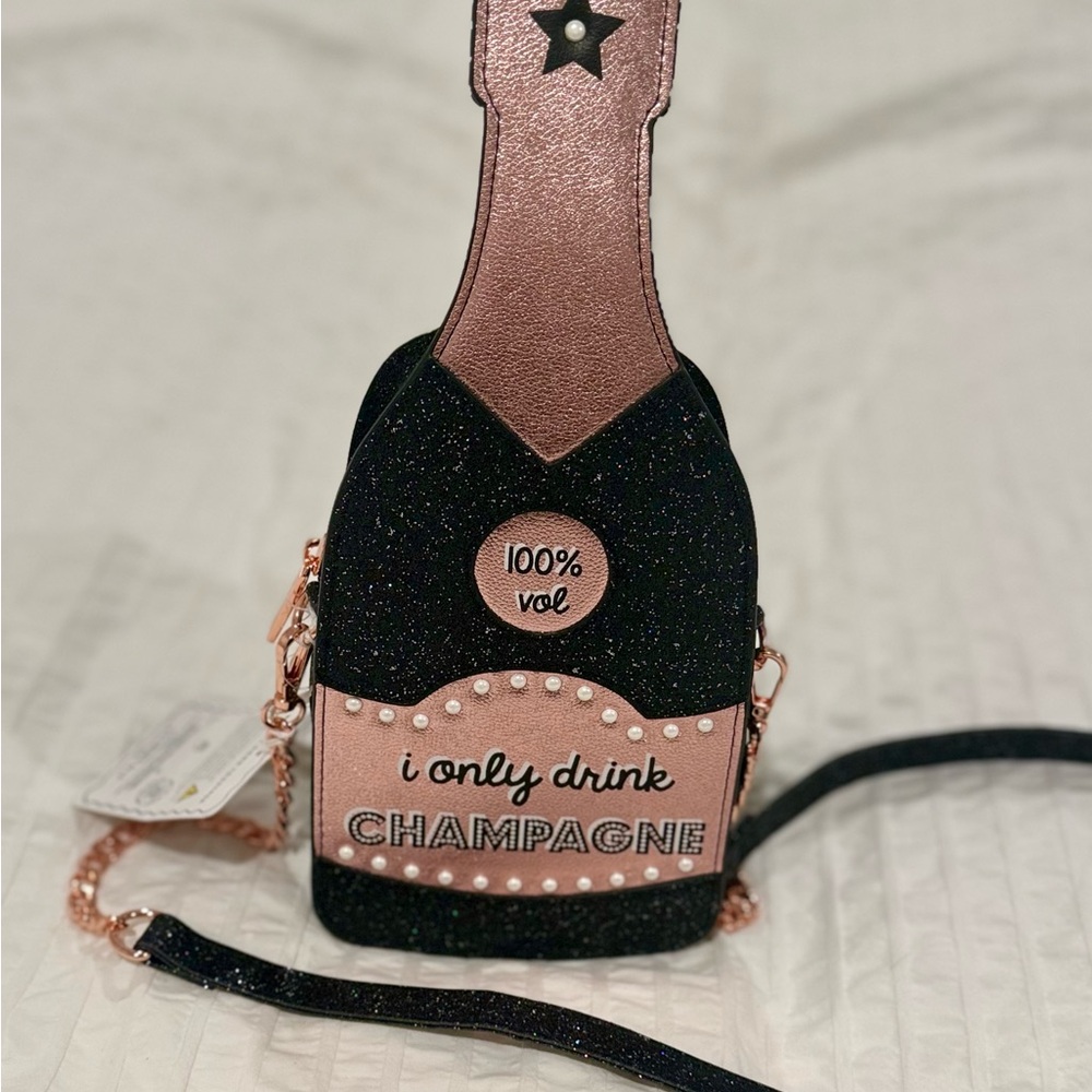 Glamorous Black and Pink Champagne Crossbody Bag